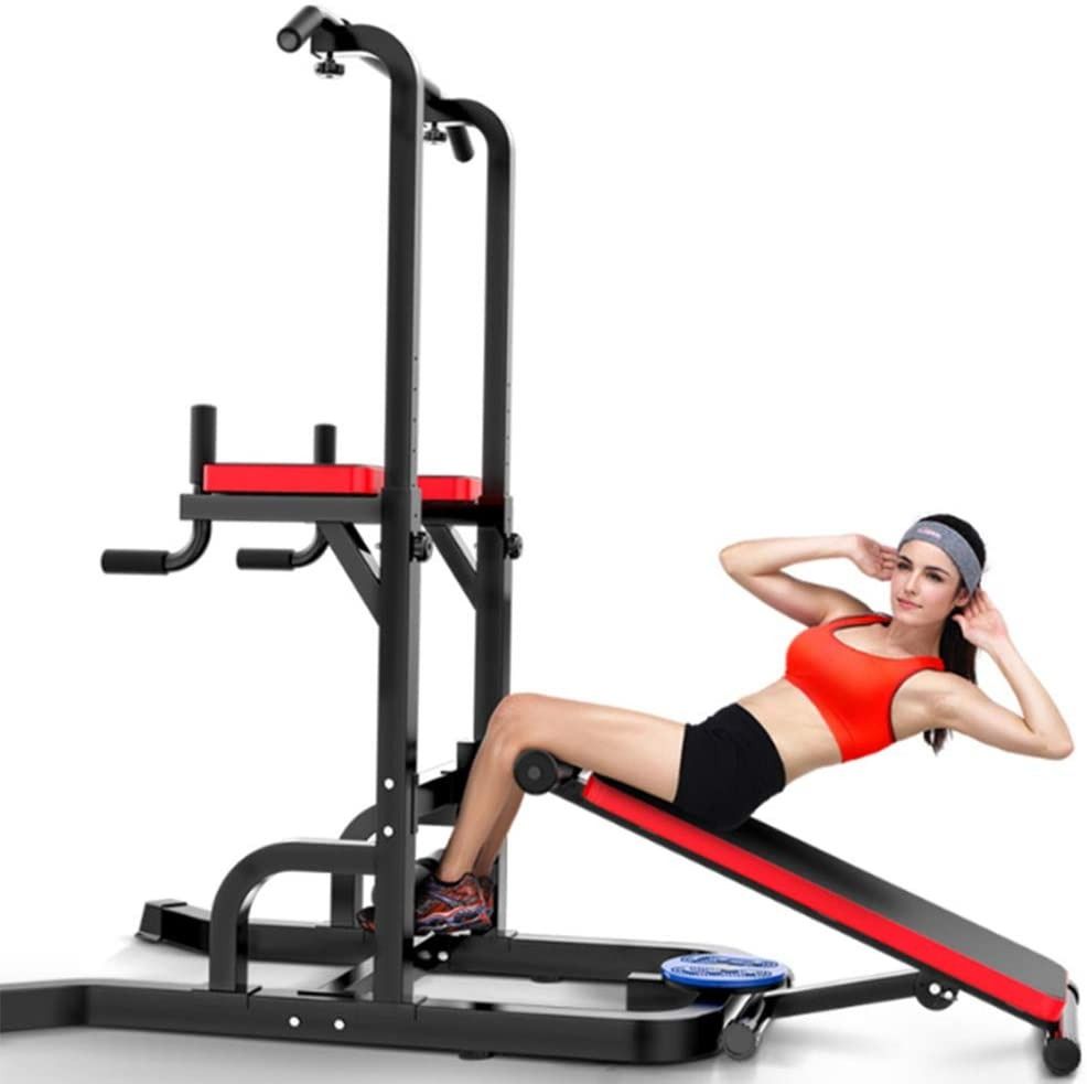 Power Tower Pull Up Dip Station w Sit Up Bench for Strength Training