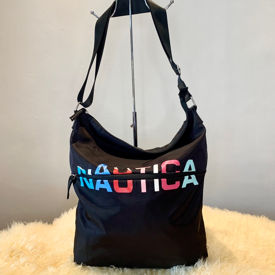 NAUTICA Sling Shoulder Bag - Navy & Yellow, Polyester, Multiple Zippered Pockets - View #2
