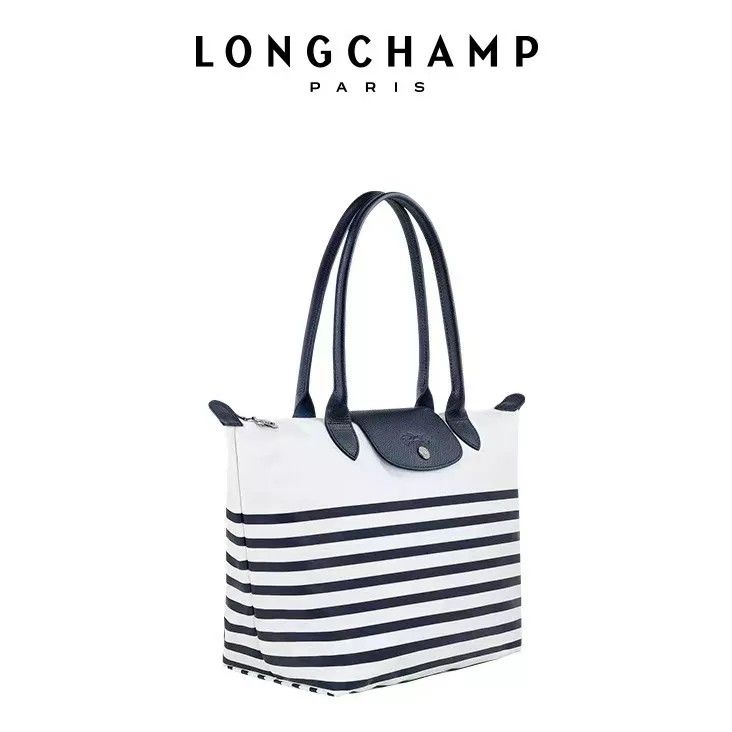 Longchamp Ladies Le Pliage Clutch In Black/white