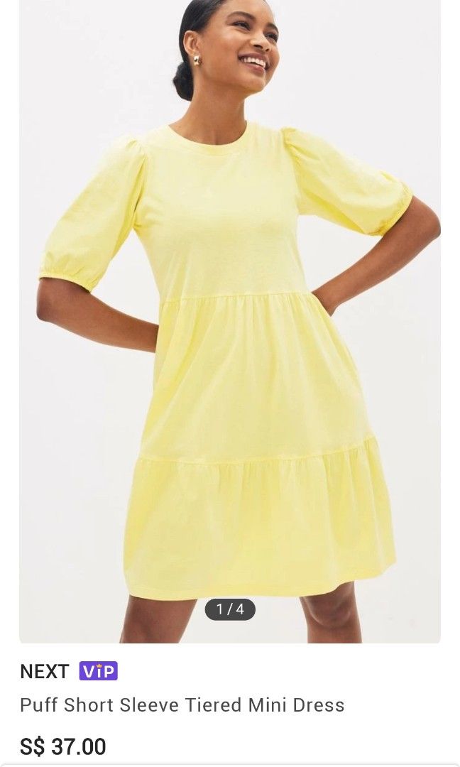 Next puff sleeve tiered dress Women s Fashion Dresses Sets