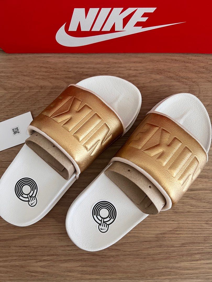 Nike Women s Offcourt Slides In Gold US 7 Women s Fashion Footwear Flipflops and Slides on Carousell