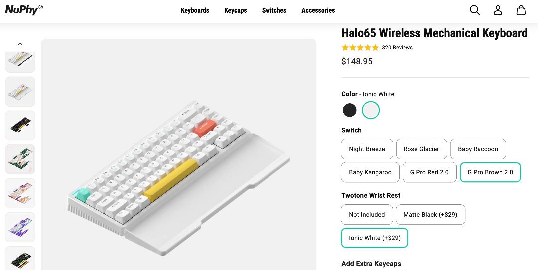 Nuphy Halo65 Wireless Mechanical Keyboard (Ionic White / G Pro