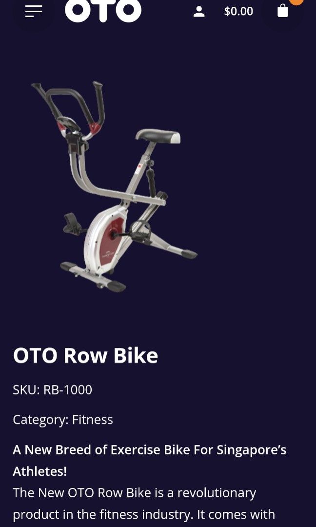 OTO Stationary exercise bike, Sports Equipment, Exercise Fitness