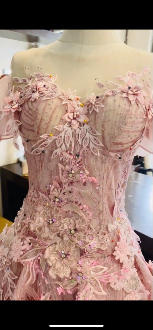 Pink Gown (Rent & Own) (Category: Evening dresses & gowns) located in Quezon City. Submitted by notsonali (Listing ID 1245214565, Image 3). Description: - Price is negotiable - Php 5,000 to rent + 1k deposit (will give it back kapag nabalik na yung gown) - my debut gown, only used once - corseted, with petticoat - xs-semi mid body size - customized gown - with box.