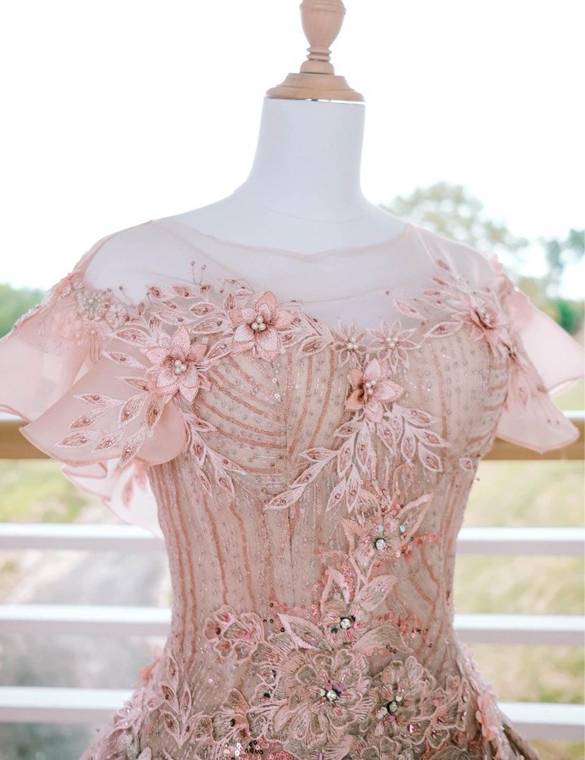 Pink Gown (Rent & Own) (Category: Evening dresses & gowns) located in Quezon City. Submitted by notsonali (Listing ID 1245214565, Image 2). Description: - Price is negotiable - Php 5,000 to rent + 1k deposit (will give it back kapag nabalik na yung gown) - my debut gown, only used once - corseted, with petticoat - xs-semi mid body size - customized gown - with box.