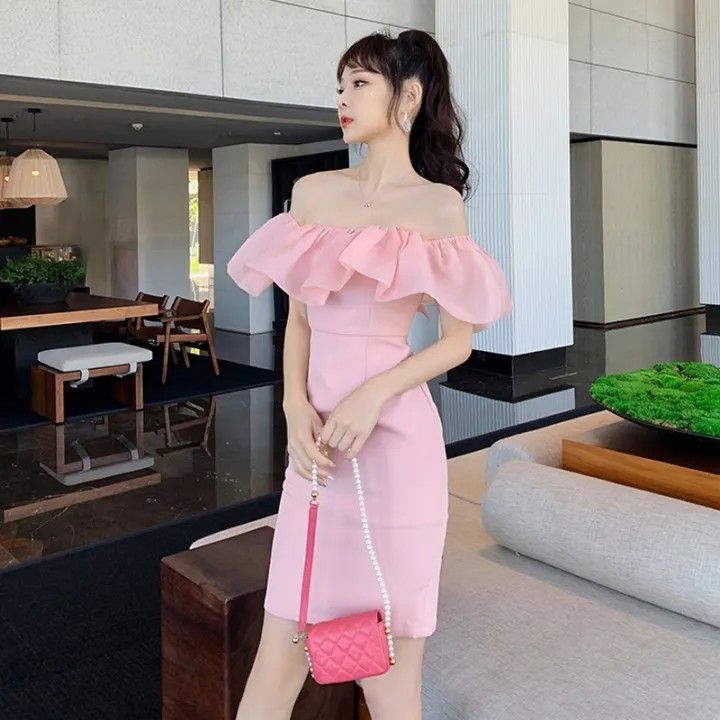 PINK OFFSHIE MESH DRESS BARBIE INSPIRED ELEGANT on Carousell