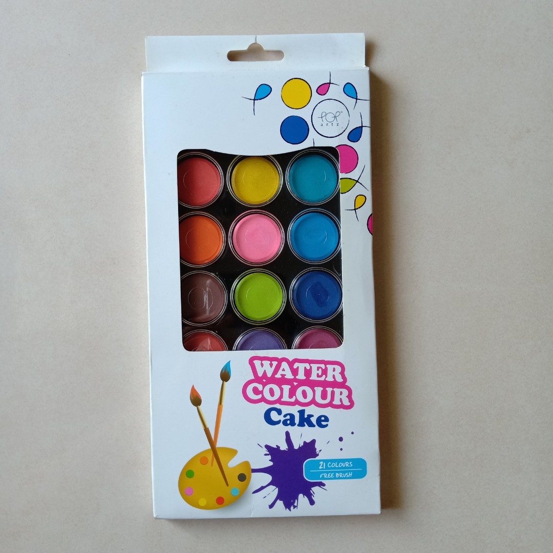 designers den Water Colour Cakes 28 Shades + Painting Brush Round Set of 7  : Amazon.in: Home & Kitchen