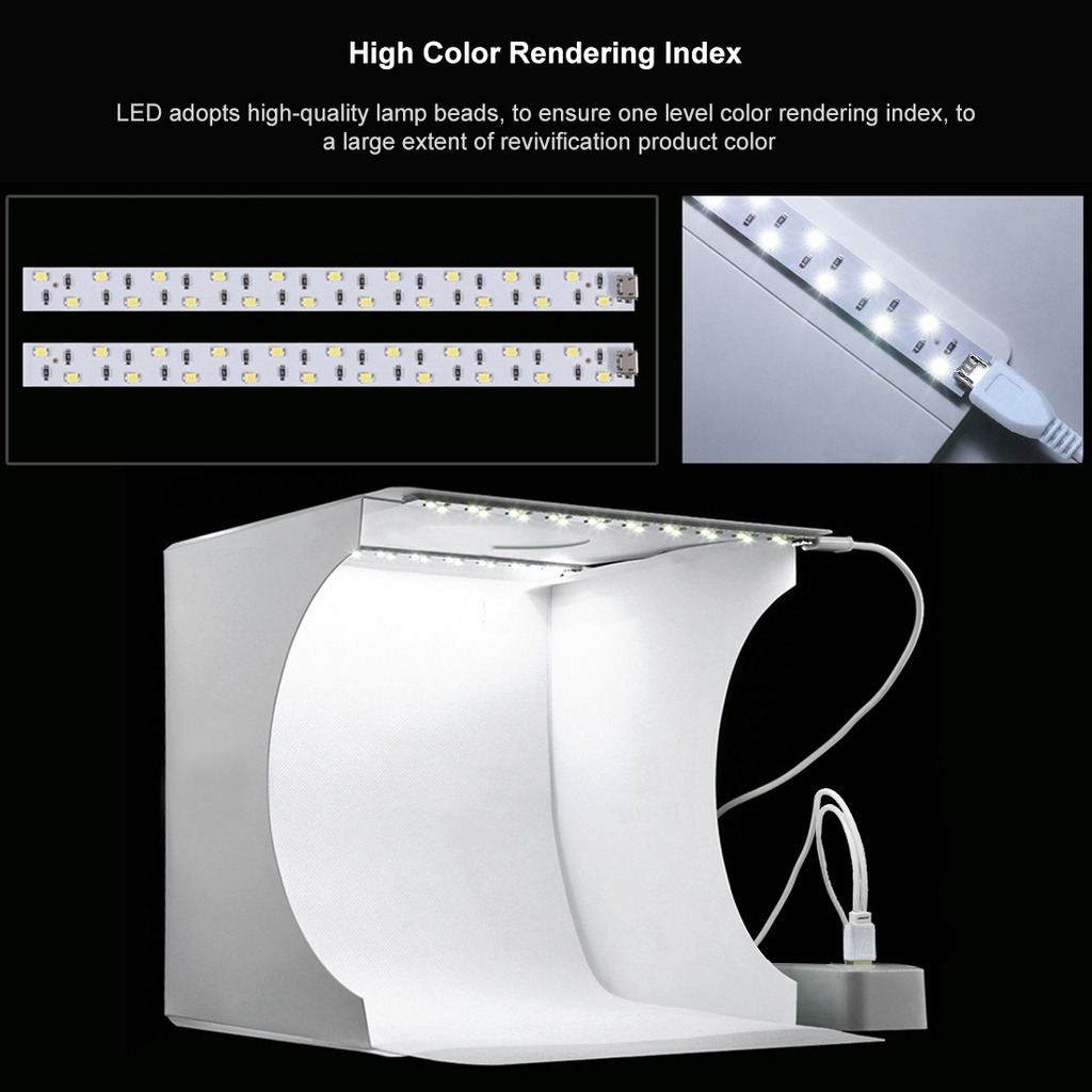 Portable LED Photo Light Box Mini Photo Shooting Studio Box 20cm ...