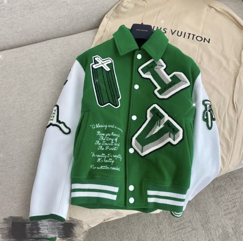 Wool and Leather Cream Louis Vuitton Bunny Varsity Jacket  Jacket Makers
