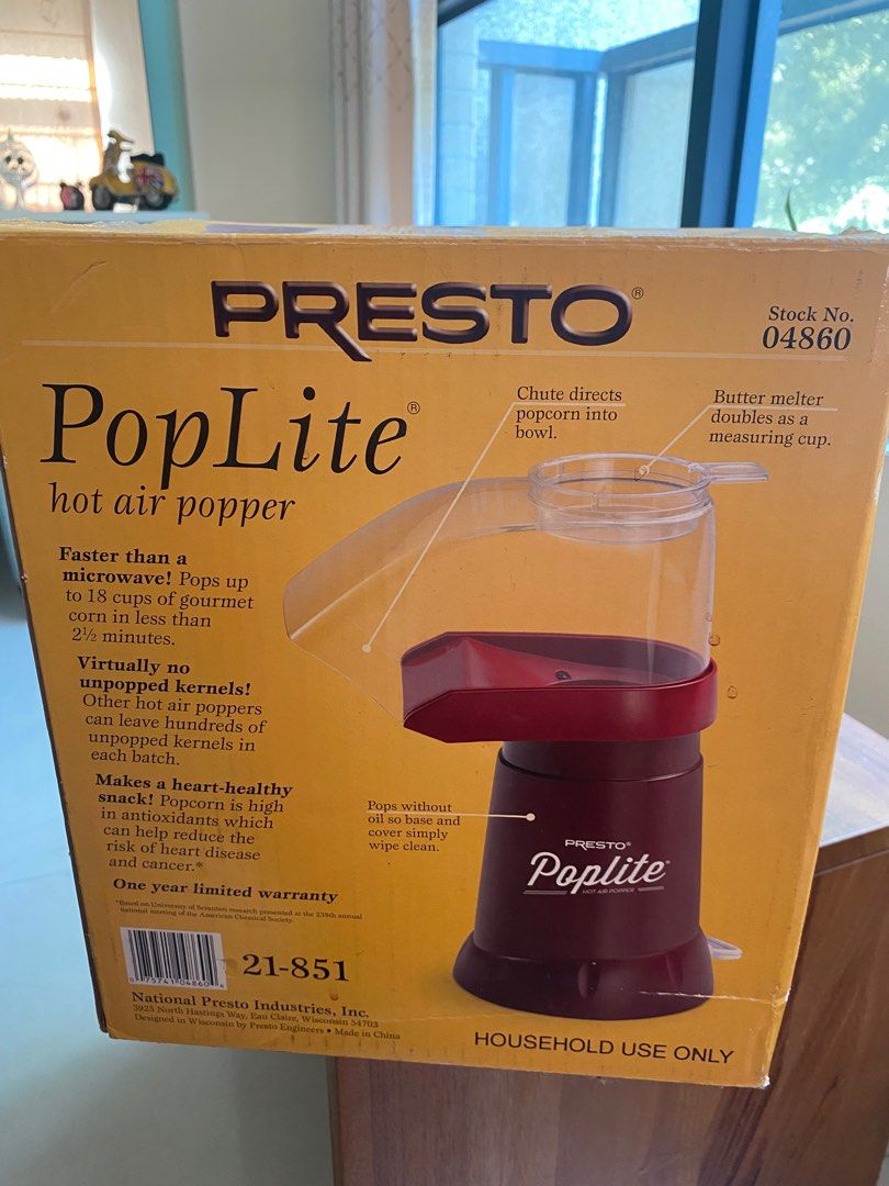 全新美國PRESTO poplite 家用爆米花機 經典紅 爆米花機烘咖啡豆機現貨僅拆封 Poplite, 家具及居家用品, 廚具和餐具
