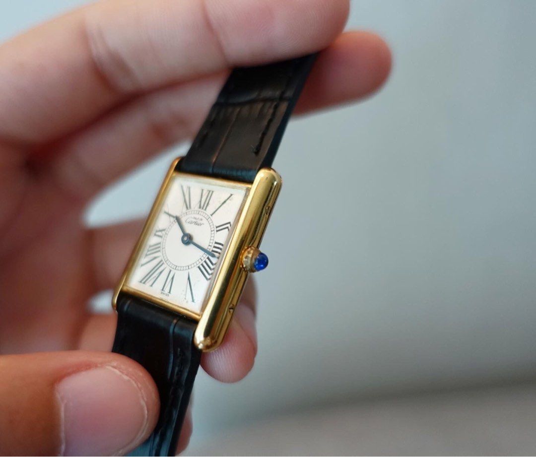 SALE Rare Cartier Opaline Dial Tank Must Large Luxury Watches