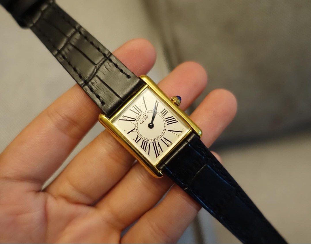 SALE Rare Cartier Opaline Dial Tank Must Large Luxury Watches