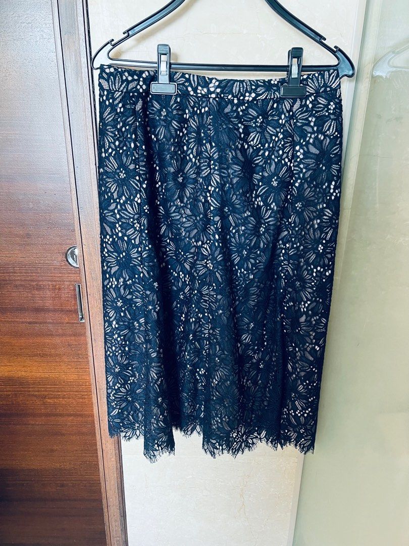 Navy lace hotsell pencil skirt uk