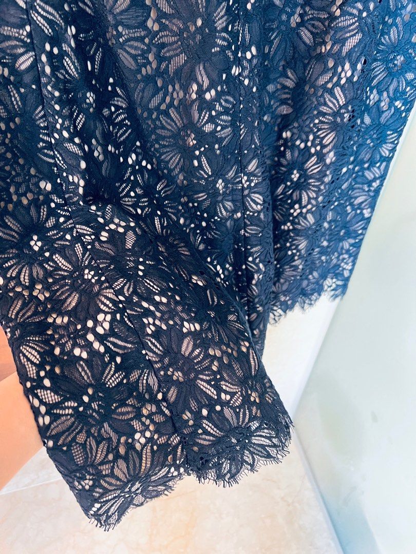 Navy lace pencil skirt uk sale