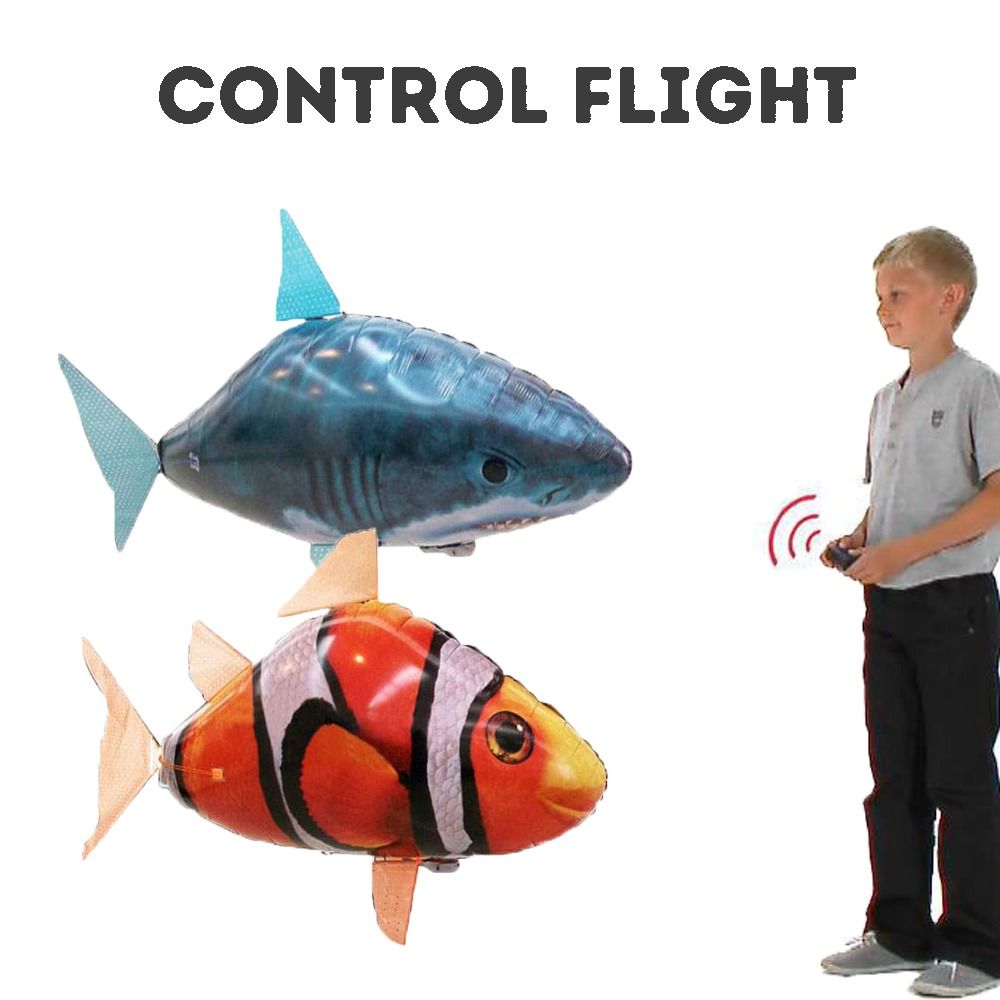 Remote controlled flying fish helium filled shark clownfish as well as electric inflatable balloons for wedding or birthday party decorations