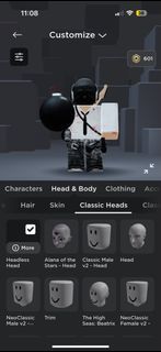 Roblox headless account (along with accessories and robux) 2016