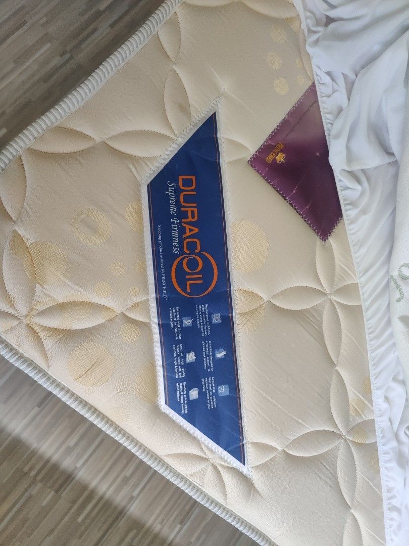 Super single storage bed frame and mattress, Furniture & Home Living