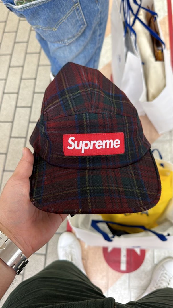 Supreme plaid sale camp cap