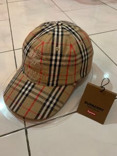 Supreme x Burberry 6 panel cap Men s Fashion Watches