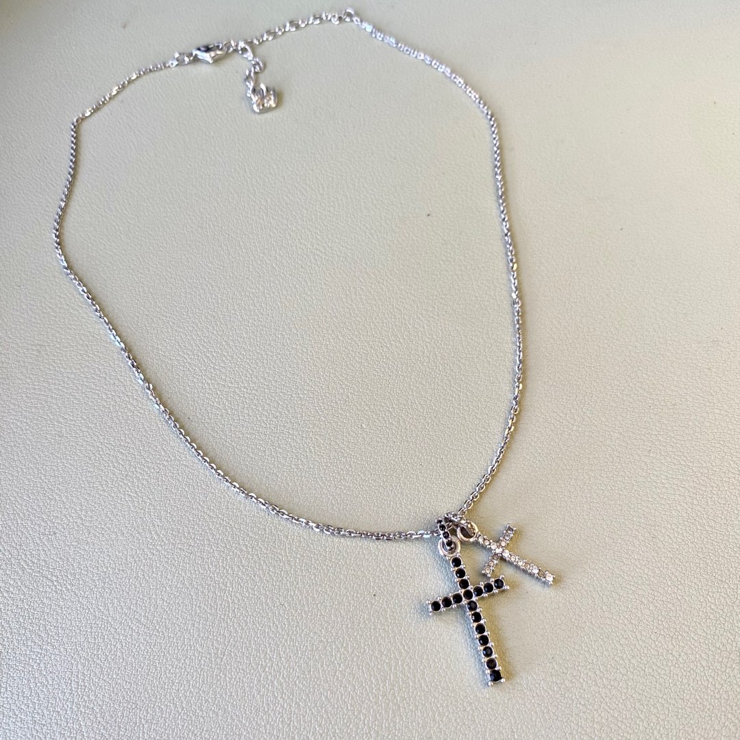 Swarovski double cross pendant necklace Carousell
