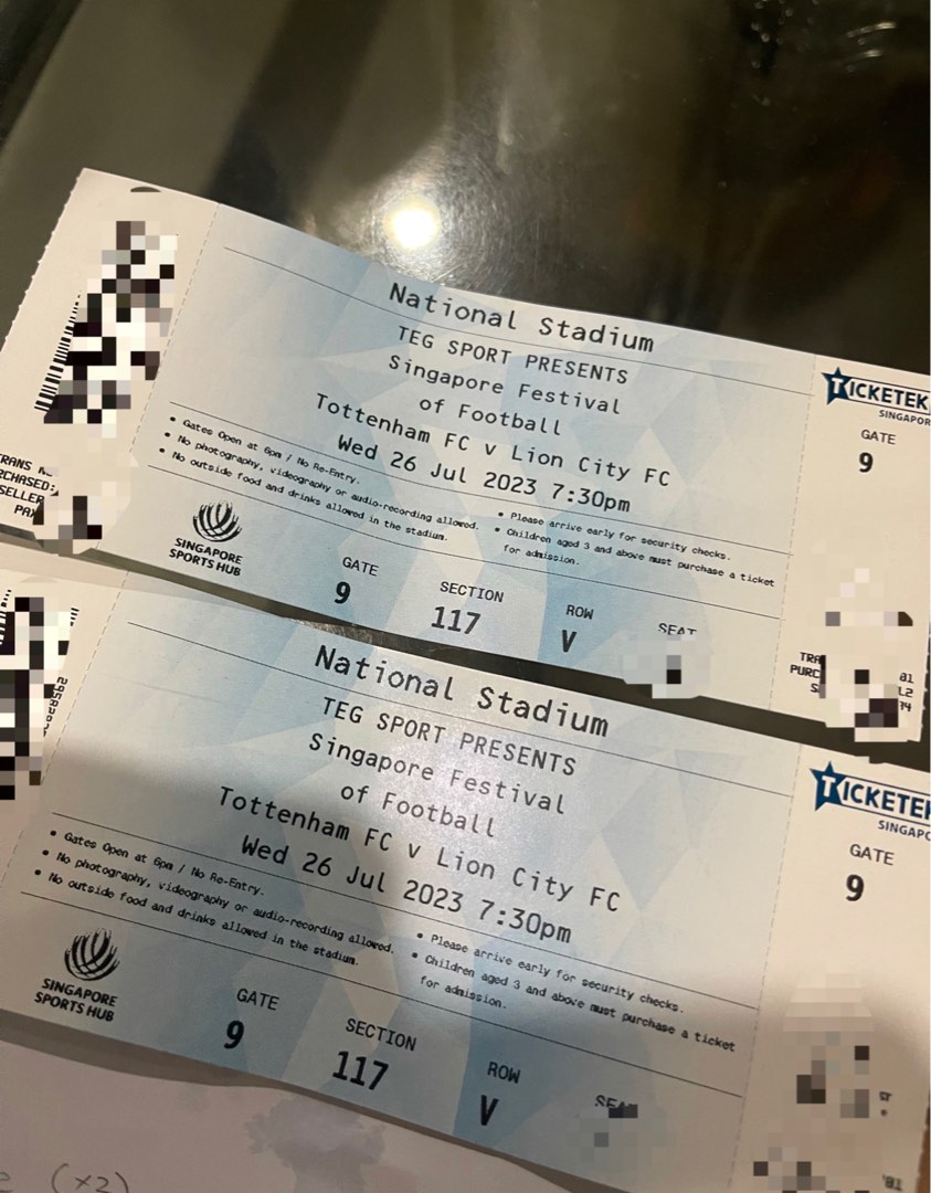 TIGER CUP TOTTENHAM HOTSPUR VS LION CITY SAILORS, Tickets & Vouchers