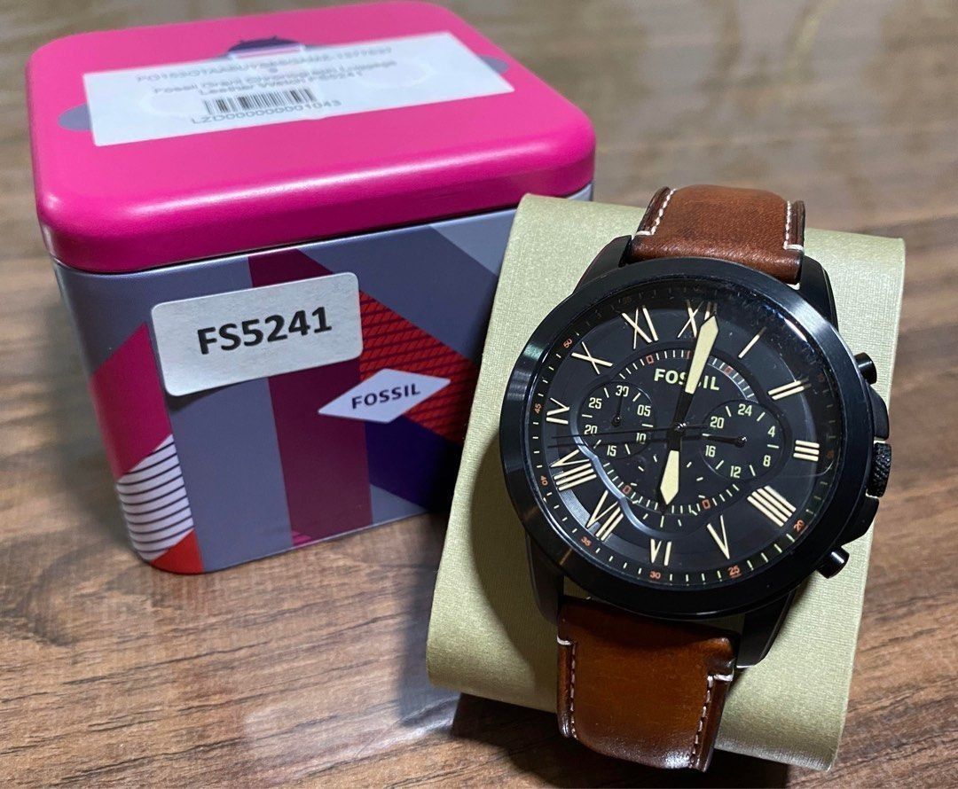 Grant chronograph luggage leather watch store