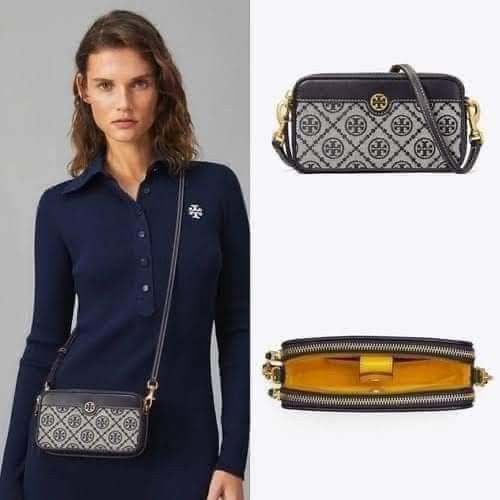 Tory Burch T Monogram Jacquard Double Zip Mini Bag, Luxury, Bags & Wallets  on Carousell