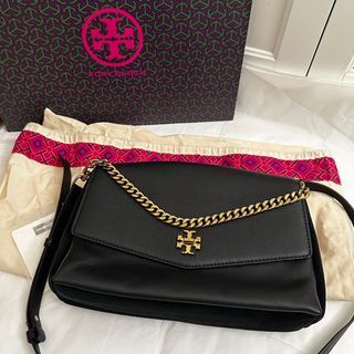 Tory Burch Kira Mixed-materials Embellished Shoulder Bag in Black