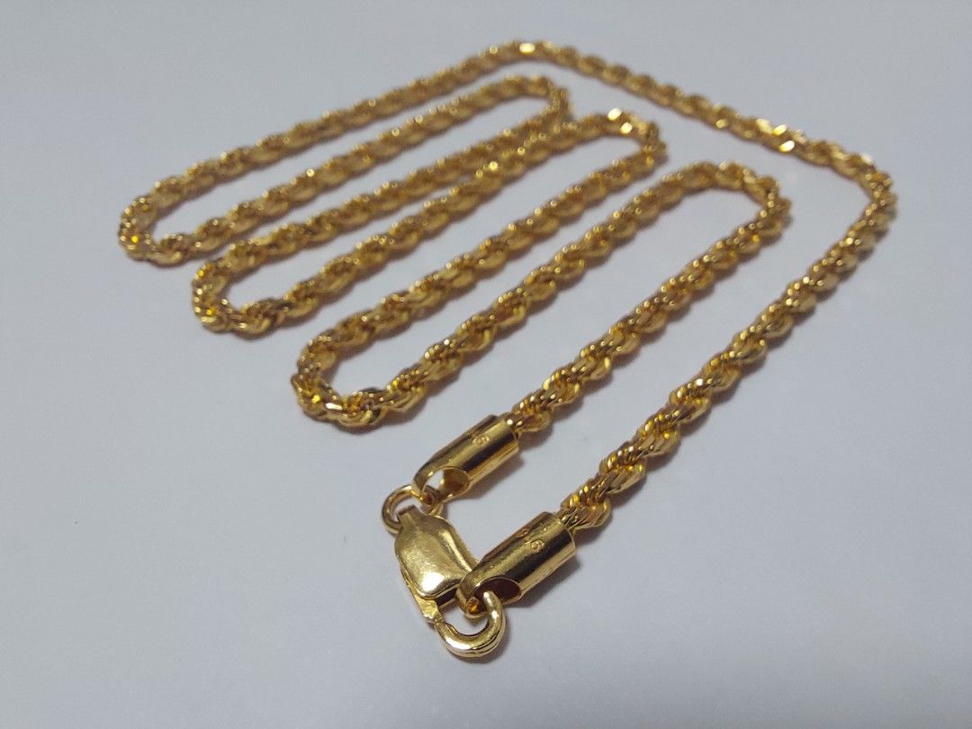 UG Gold 916 Gold 2.5mm diamond cut rope Necklace 17.06g 48cm