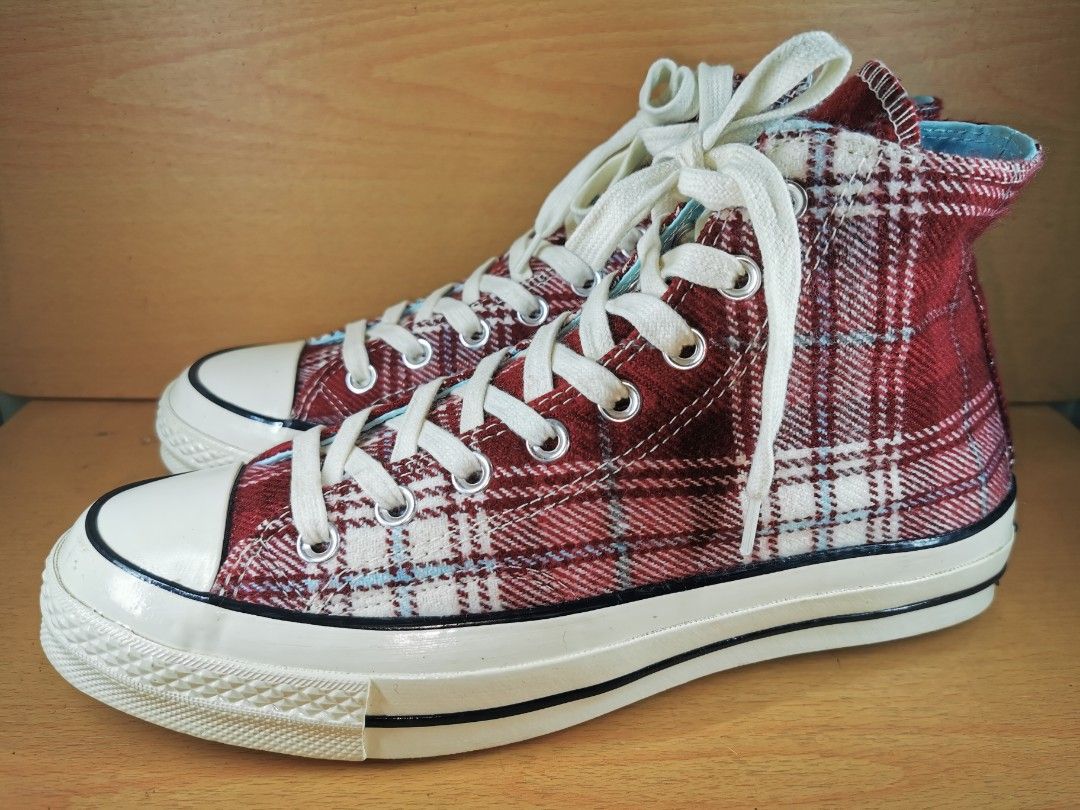 UKBundle UK8 26.5cm Converse Chuck 70 Hi Plaid Pack Burgundy