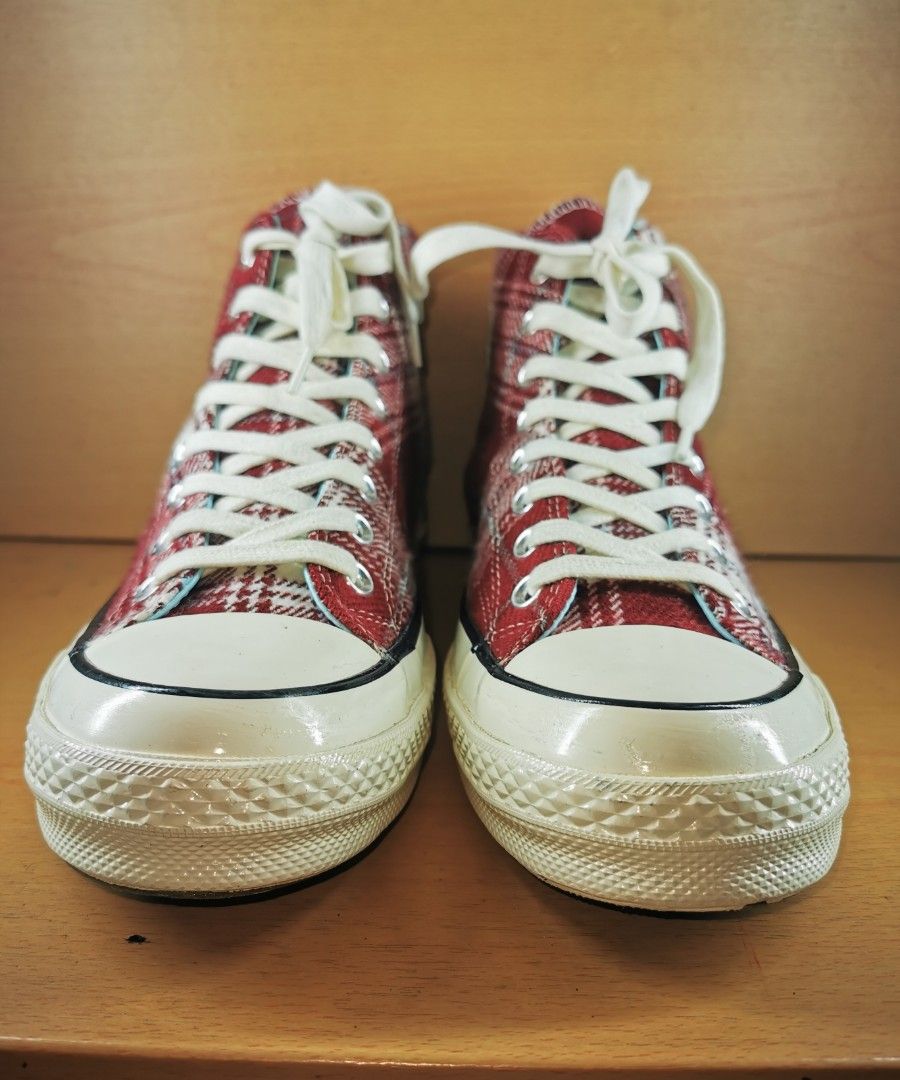 ?#UKBundle? UK8/26.5cm Converse Chuck 70 Hi Plaid Pack Burgundy 