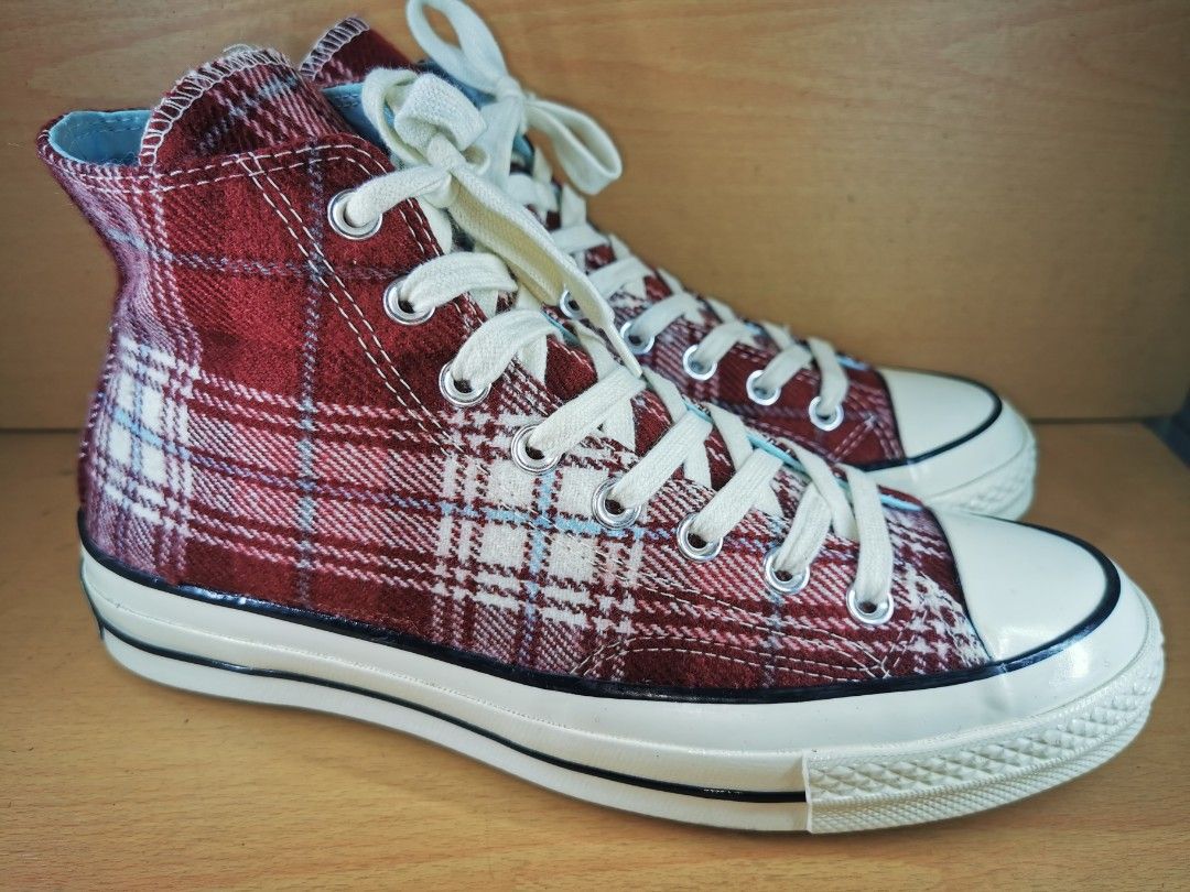 Converse chuck 7 hi navy plaid trainers top