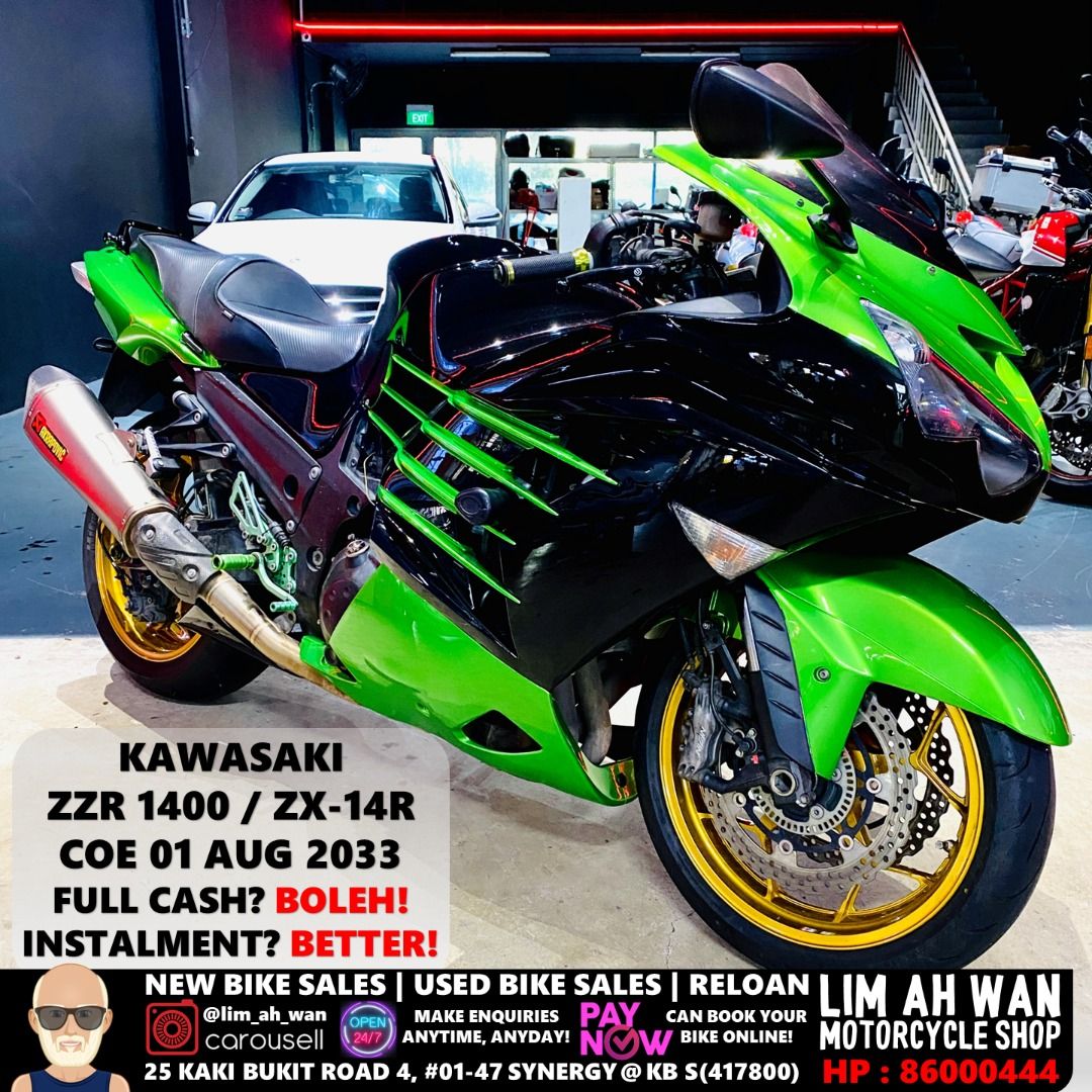 USED Kawasaki ZZR1400 ZX14R WITH TWIN AKRAPOVIC, Motorcycles