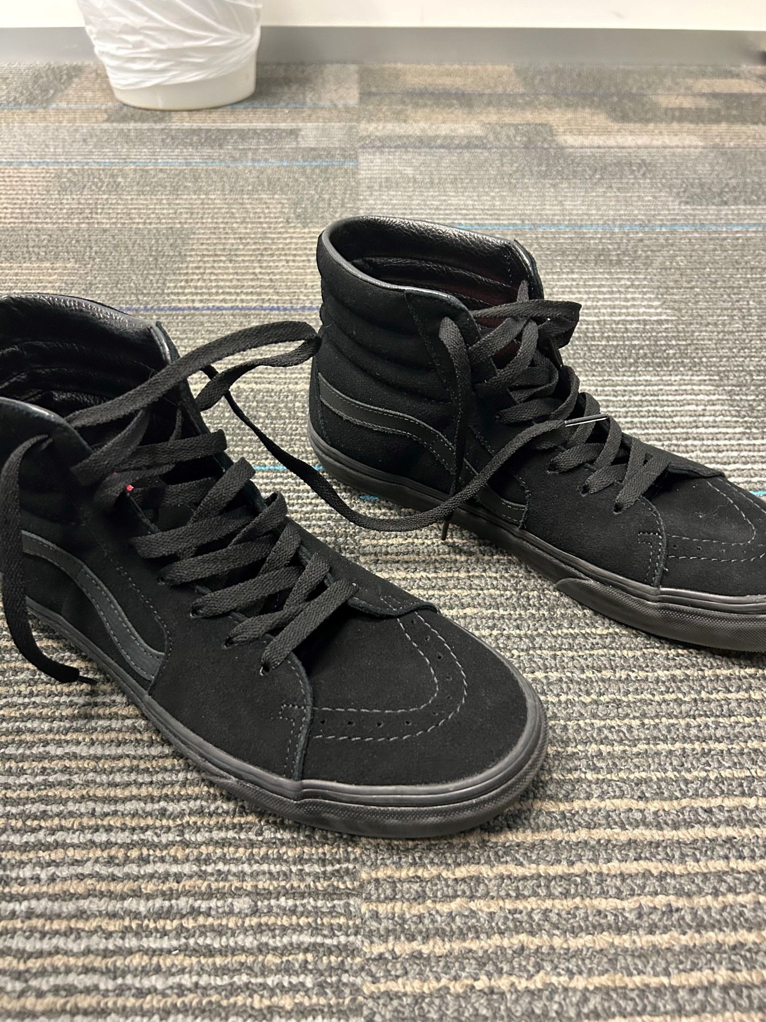 Vans Sk8 Hi Skate Shoe Black Monochrome worn to office once