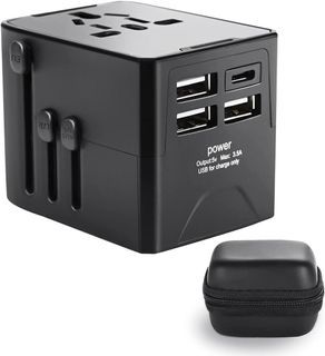 Verilux® 3 USB + 60W PD C Type 200 Countries International Universal Travel Adapter, 3 USB & 1 USB C Ports Travel Adaptor International All in One, Universal Charger Ac Plug Adaptor for USA EU UK AUS, Adapter for Indian Pins for Travel