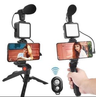 VLOG PRO Stabilizing Photography Set, Light, Cold Shoe Mount Microphone and Phone/Dslr/Camera holder, Bluetooth Remote Controller Manual Stabilizer FULL SET!