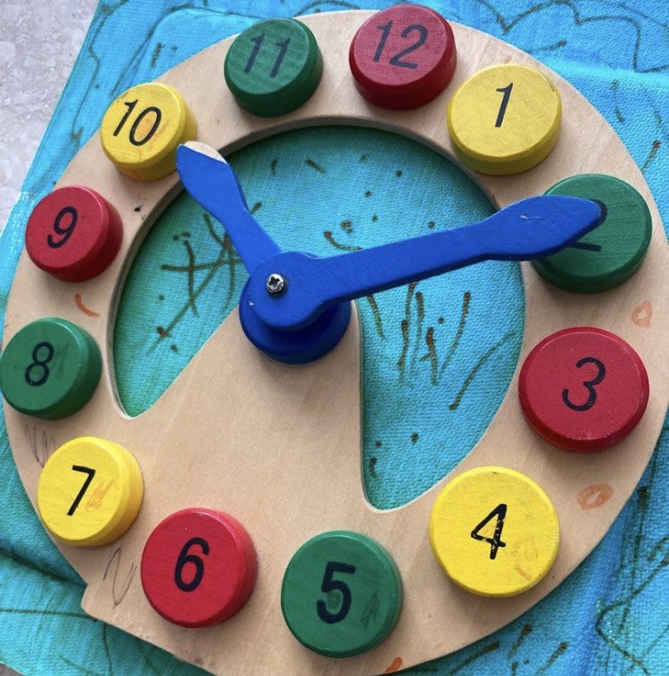 Wooden Toy Clock, Hobbies & Toys, Toys & Games on Carousell