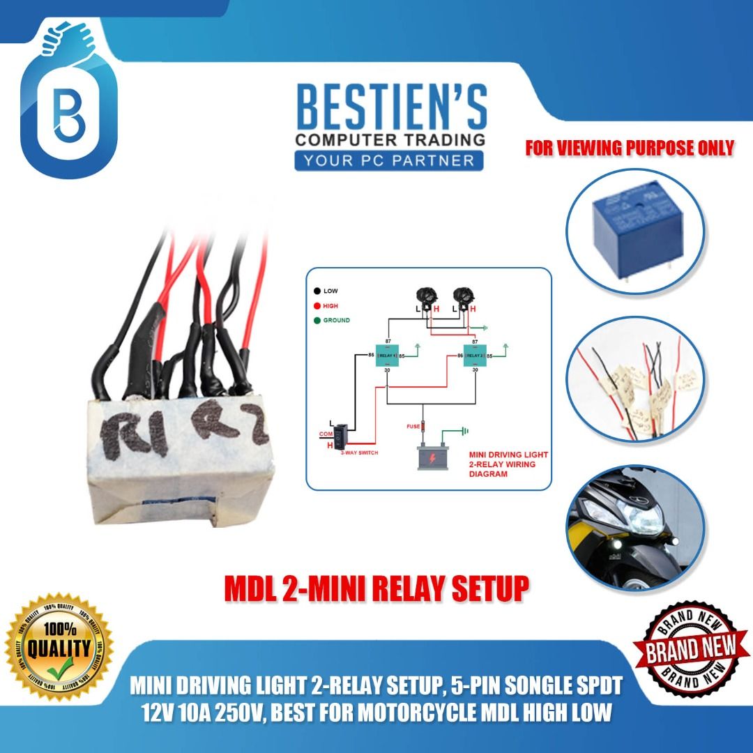 MINI DRIVING LIGHT 2RELAY SETUP, 5PIN SONGLE SPDT 12V 10A 250V, BEST