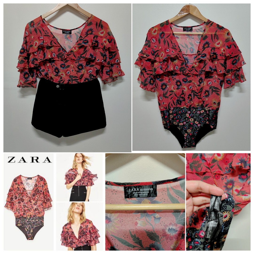 Zara Floral Bodysuit Size S