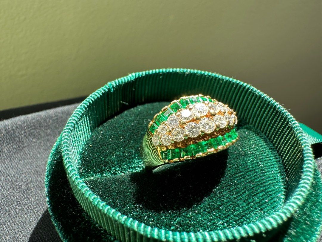 18k Ring with Natural Diamonds Emeralds Men s Fashion Watches