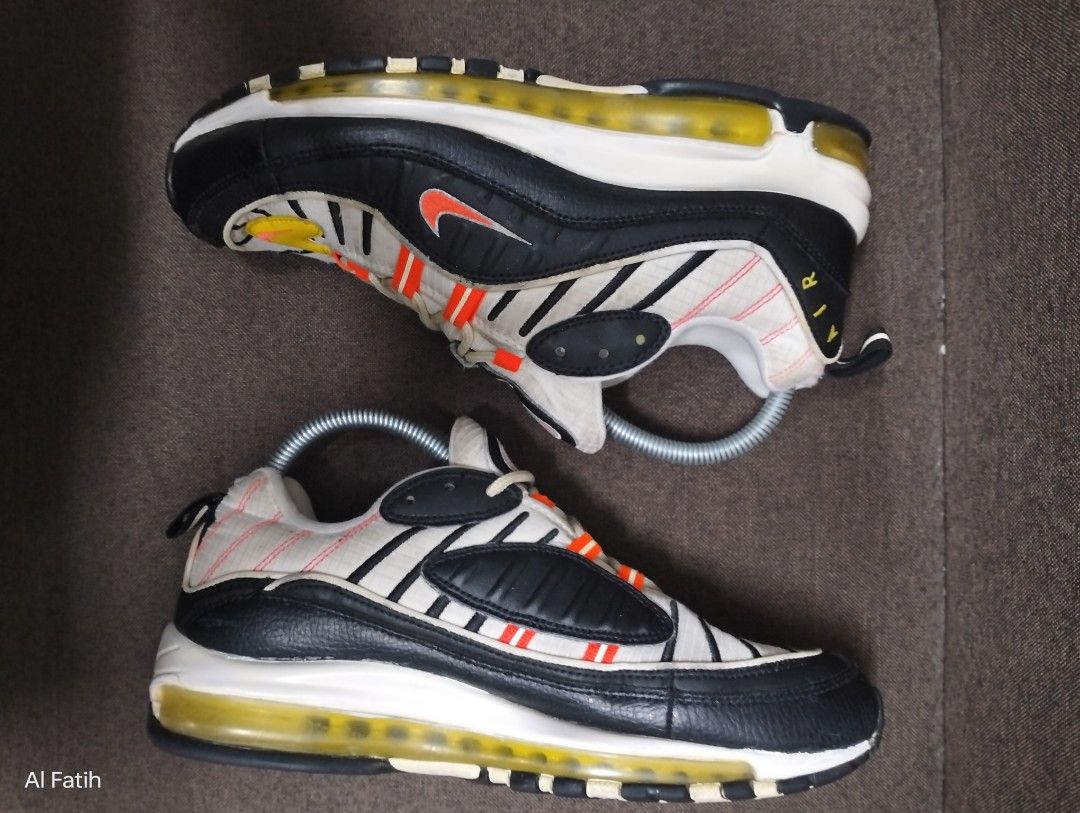 nike air max 98 black white yellow crimson