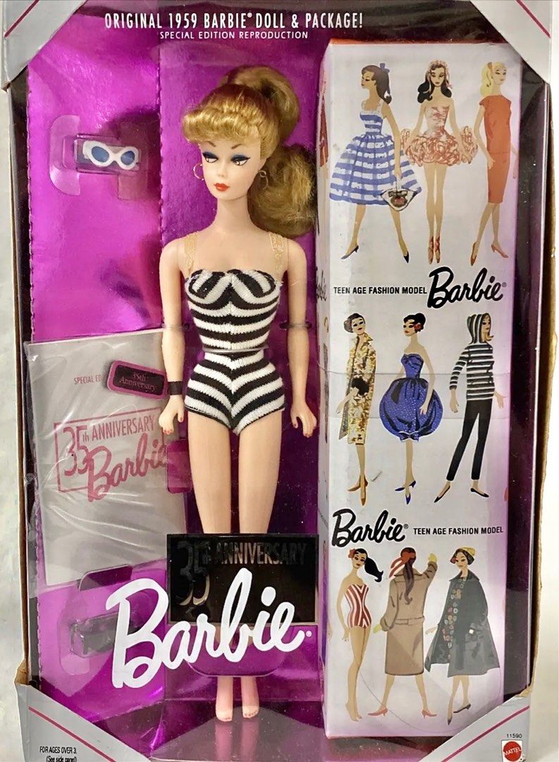 絕版35周年復刻經典重製1959年第一隻金髮Barbie 特別版Original 1959