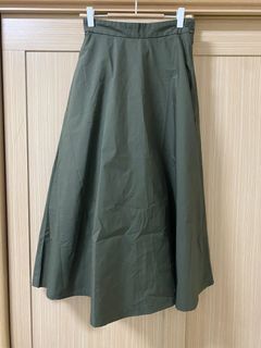 無印良品 高密織寬擺裙 綠