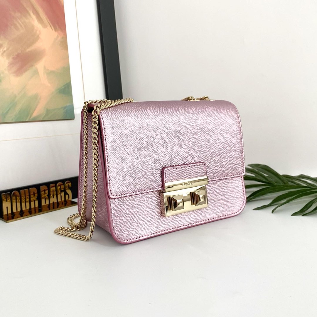 Authentic Furla Metallic Pink Bella Mini Crossbody Bag Luxury Bags Wallets on Carousell