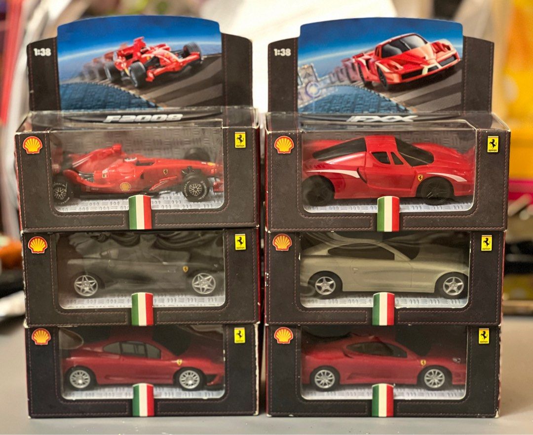 絕版 Shell x Ferrari 1:38 模型車六架, 興趣及遊戲, 玩具 & 遊戲類 - Carousell