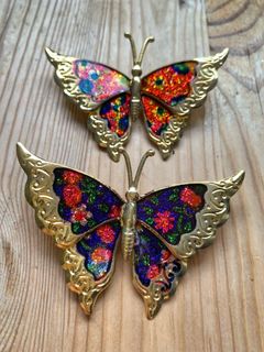 懷舊琺瑯彩蝴蝶(蛺蝶)胸針(連盒) (Vintage enamel butterfly brooch with box)64211550866049110