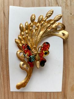 懷舊琺瑯彩蝴蝶(舞蝶)胸針(連盒) (Vintage enamel butterfly brooch with box)64211550836354110