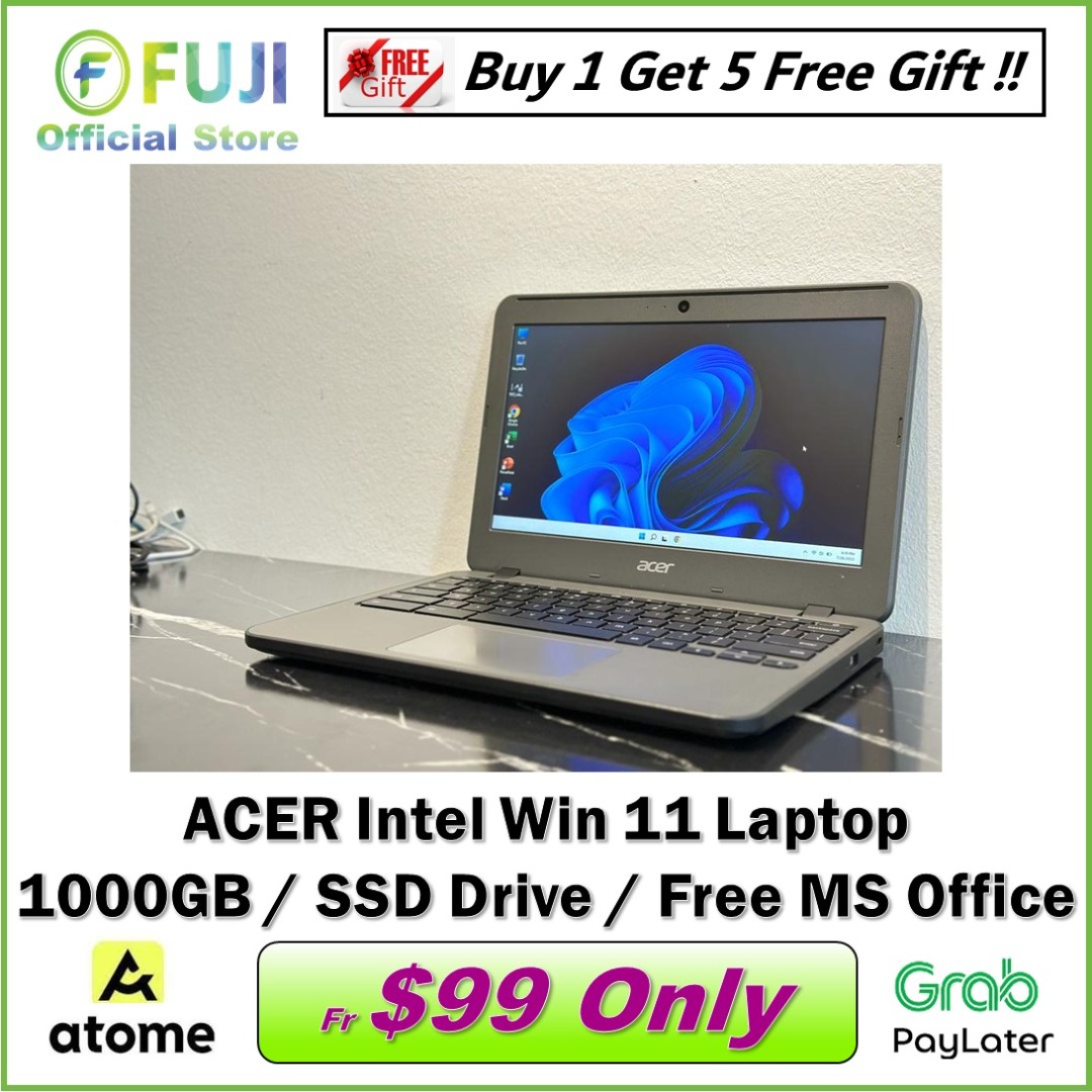 Acer Intel Windows 11 Laptop - 1000GB - SSD Drive - 4GB RAM - Free MS ...