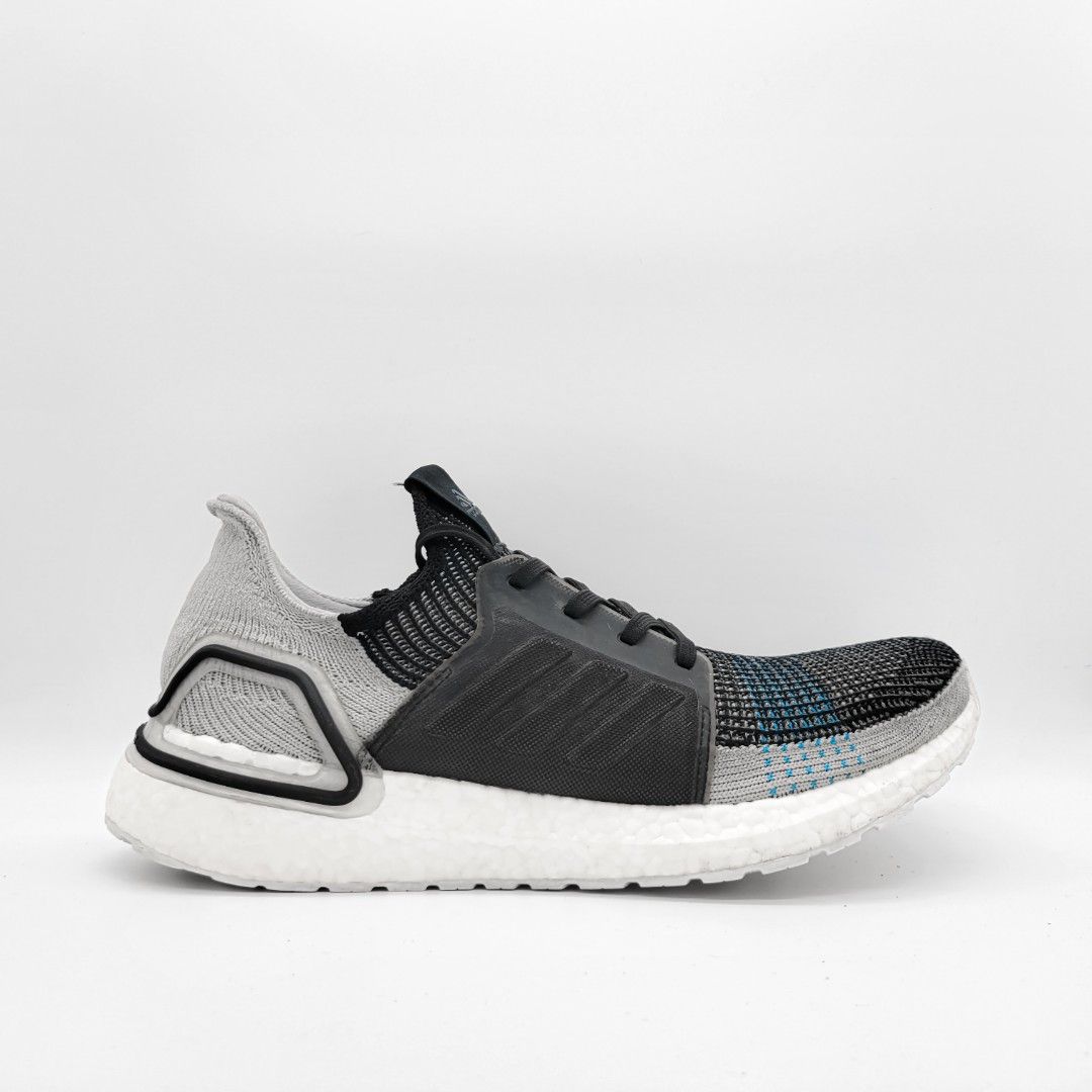Adidas men's ultraboost 19 running cheap shoes black/grey/shock cyan