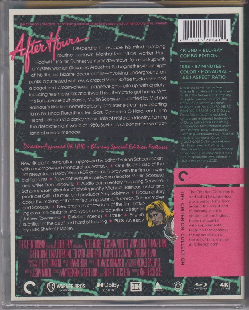 After Hours 4K (Criterion Collection No. 1185) Blu ray / Bluray